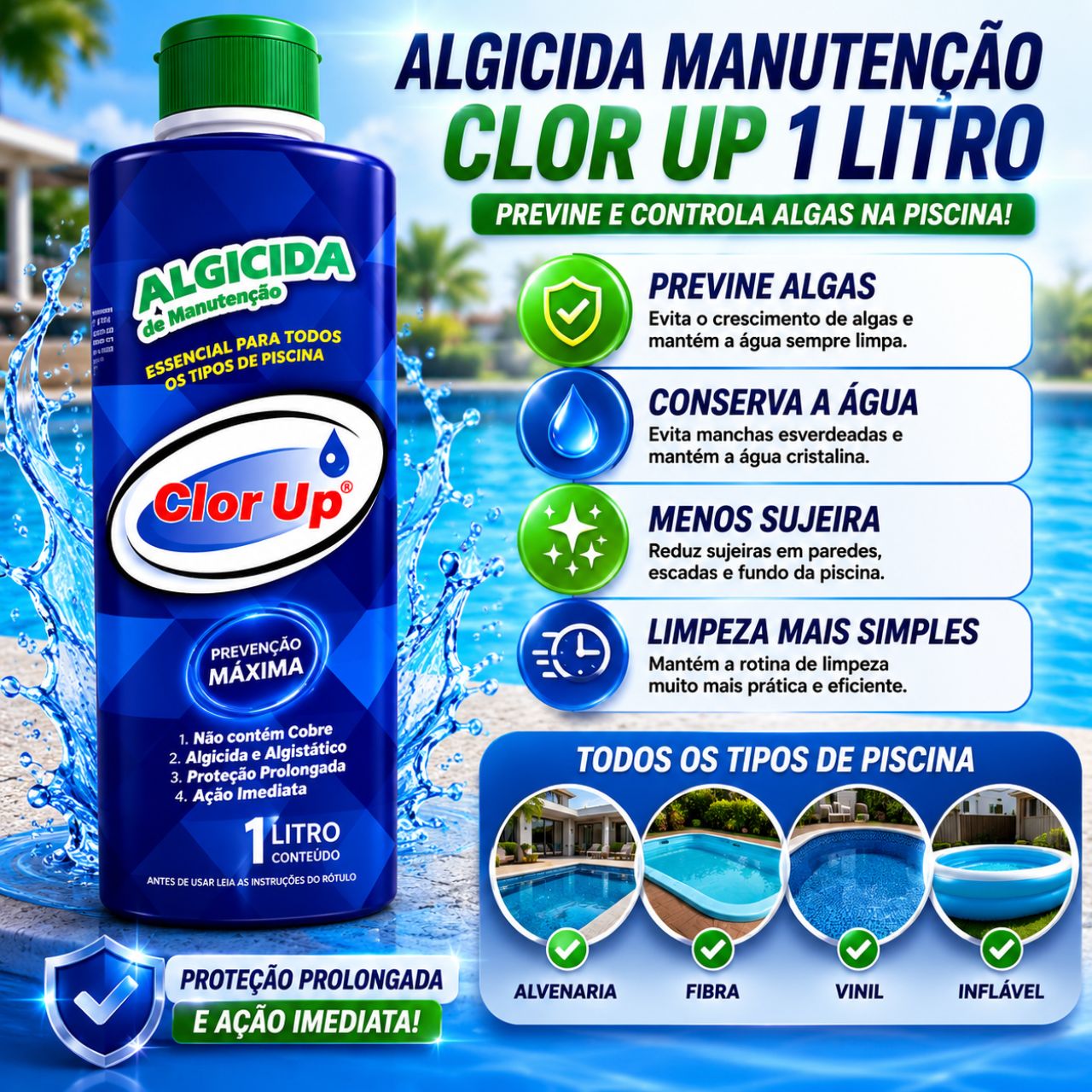 Algicida Clor Up 1 Litro Piscina - Imagem 4