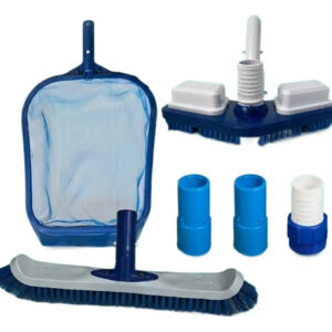Kit Compact Limpeza Piscina Escova Peneira Aspirador
