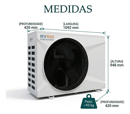 BOMBA DE CALOR PISCINA RV100 FULL INVERTER - Imagem 2